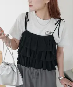 フリルニットビスチェ ブラック