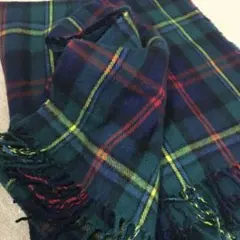 チェック柄 大判ストール マフラー グリーン レディース ひざ掛け 緑 黄 赤