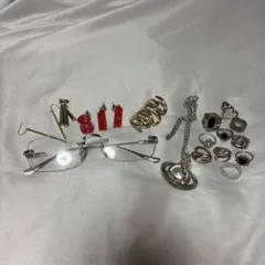 アクセサリー まとめ売り リムレスメガネ ピアス リング ネックレス