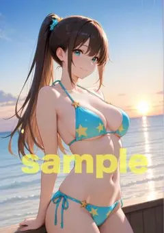 AI 美女 A4 ポスター 光沢紙 セクシー ビキニ イラスト ○ukba1 - メルカリ