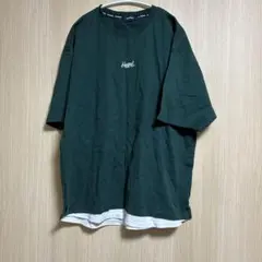 KANGOL Tシャツ 深緑 XLサイズ　バックプリント有り　重ね着風