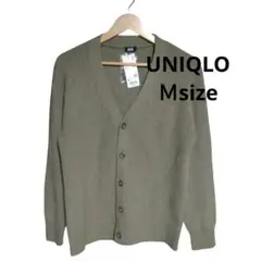 新品 UNIQLOミドルゲージVネックカーディガン オリーブ カーキ Ｍ