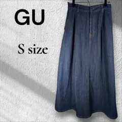 ✨良品✨GU 美シルエット デニムロングスカート S インディゴブルー 通年