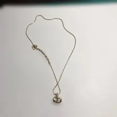 13032 クリスチャンディオール　ダブルリングデザイン ネックレス