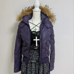 平成ギャル y2k 鬼ファーダウンジャケット　光沢　グランジ　平成女児　ギャル