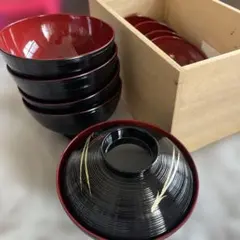 本漆仕上 御吸物椀 5客セット 木箱入りのサムネイル