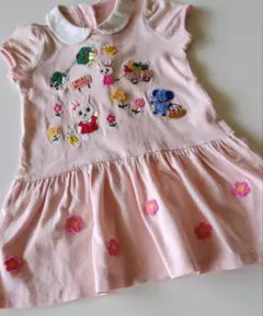 MIKI HOUSE ピンク刺繍ワンピース90cm