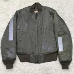 1874　AVIREX　MA-1フライトジャケット　M　カーキ　ロゴデザイン