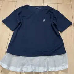 新品級✨FRED PERRY フレッドペリー異素材ドッキング ペプラムトップス 