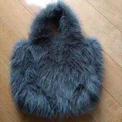 Finissage グレー ファー ハンドバッグ