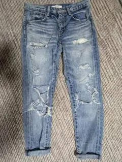 MOUSSY ダメージスキニーデニムライトブルー