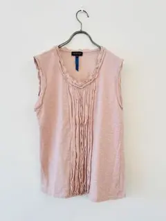 LANVINランバン　ノースリーブ フリルカットソー　ピンク 38