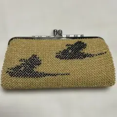ビーズがま口ポーチ 小物入れ ゴールド