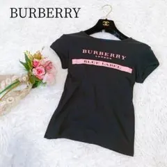 【バーバリーブルーレーベル/BURBERRY】半袖Tシャツ　ブラック　ロゴ　綿