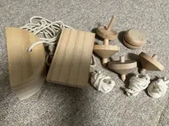 木製　知育玩具セット　パカポコ　ポックリ　駒　手回しゴマ　ヨーヨー　昔のおもちゃ