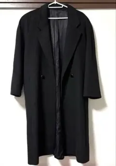 ピュアカシミヤ100% ロングコート イタリア製　比翼 ブラック 11号 M〜Ｌ