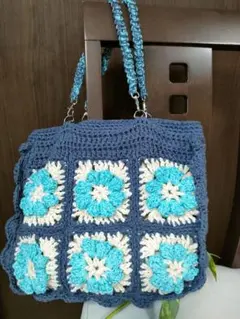 お花モチーフ編みバッグ　ハンドメイド
