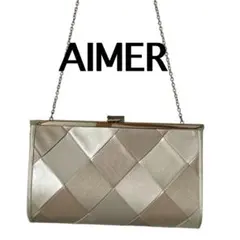 値下げ　美品AIMER☆エメ　パーティーショルダーバッグ　クラッチ格子柄チェーン