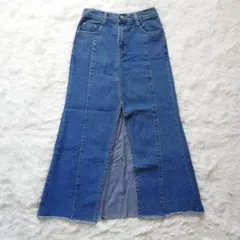 新品 アナップミンピ デニムロングスカート スリットデザイン ダメージ加工 Fのサムネイル