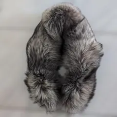 ②SAGA FOXグレーファー黒ショール襟巻きつねフォーマル毛皮