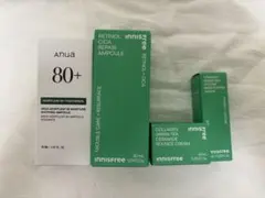 イニスフリー レチノール他・アヌア ドクダミ80 アンプル4点セット