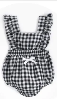夏向き♡ロンパース　チェック柄　オールインワンサロペット