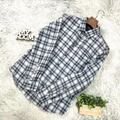 2010年代 カルバンクラインジーンズ フランネル青系長袖シャツ M 良好