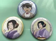 名探偵コナン 缶バッジ　街歩き 着物スタイル 上原由衣 グリッター　江戸川コナン