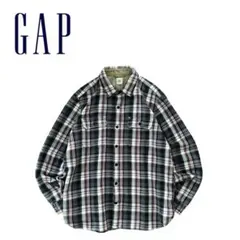【美品】GAP ギャップ 00s チェック ヘビーネルシャツ ヘビネル GRY