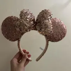 ミッキー耳カチューシャ ピンク スパンコール