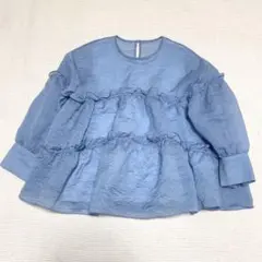 Sono ソーノ　リップルギャザーフレアブラウス　フリル　シアー　日本製　洗える