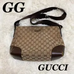 GUCCI GGキャンバス ショルダーバッグ ブラウン　グッチのサムネイル