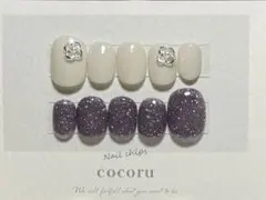 パールフラワーネイル／パープルフラッシュネイル