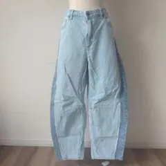 GU 2トーンバレルレッグジーンズ　丈短め　XXL