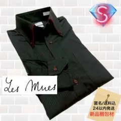 LES MUES ドゥエボットーニ ブラックストライプ ドレスシャツ Yシャツ