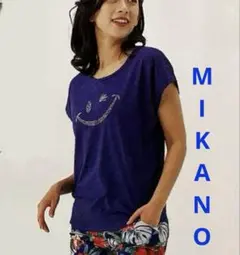 ミカランセ★MIKANO クリスタルラインストーン付きエアリーTシャツ未使用に近