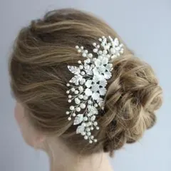 ウェディング ヘッドドレス パール シルバー 結婚式 髪飾り ブライダル