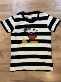 デニムダンガリー　Tシャツ　ミッキー柄ボーダー　150cm