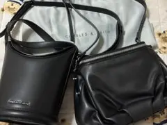 CHARLES & KEITH ブラックショルダーバッグ　2点セット