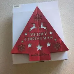 クリスマスツリー 木製 赤色 デコレーション ライト着き