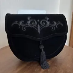 ブラックベルベットポーチ タッセル付き