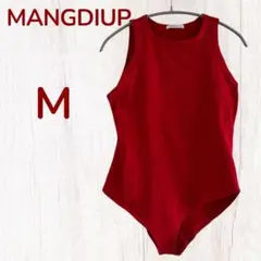 MANGDIUP レッド 【M】 ノースリーブボディースーツ 赤