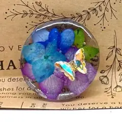 No.152＊ブルー紫陽花 フラワー レジンヘアゴム 透明感 爽やか