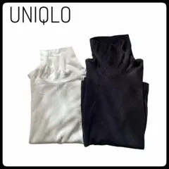 【UNIQLO 】ユニクロ　フリースタートルネック 2色セット　白黒　Sサイズ