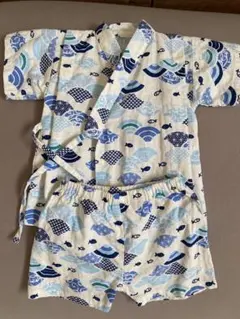 魚と波柄 甚平 80サイズ