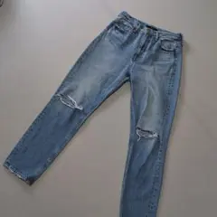 AZUL ダメージ加工 ストレートデニム M