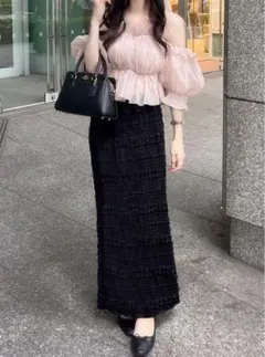 前後2WAYフロントジップジャガードスカート[on252]