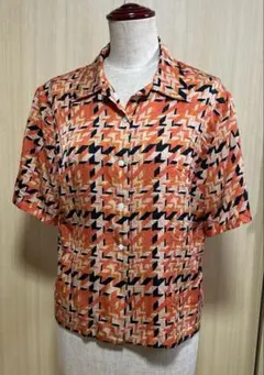レトロ半袖シャツ オレンジ系