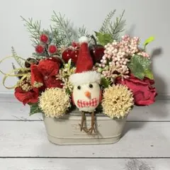 アーティフィシャルフラワー★ひよこのサンタクロースクリスマスアレンジメント♪