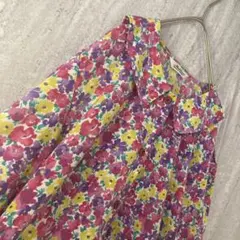 ヴィンテージ ブラウス 花柄 ガーリー レトロ ピンク カラフル 日本製